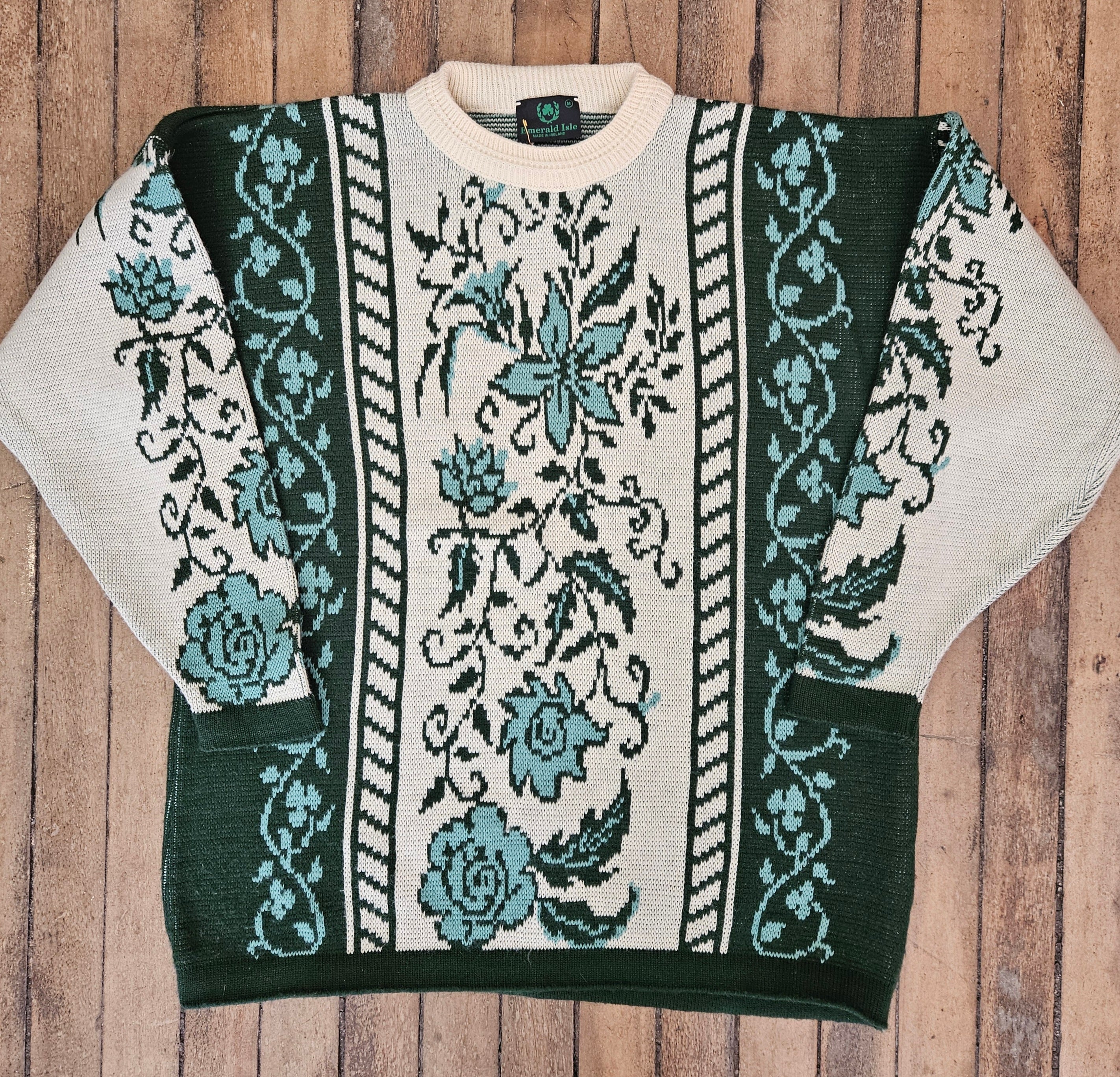 1990’s Floral Green Sweater