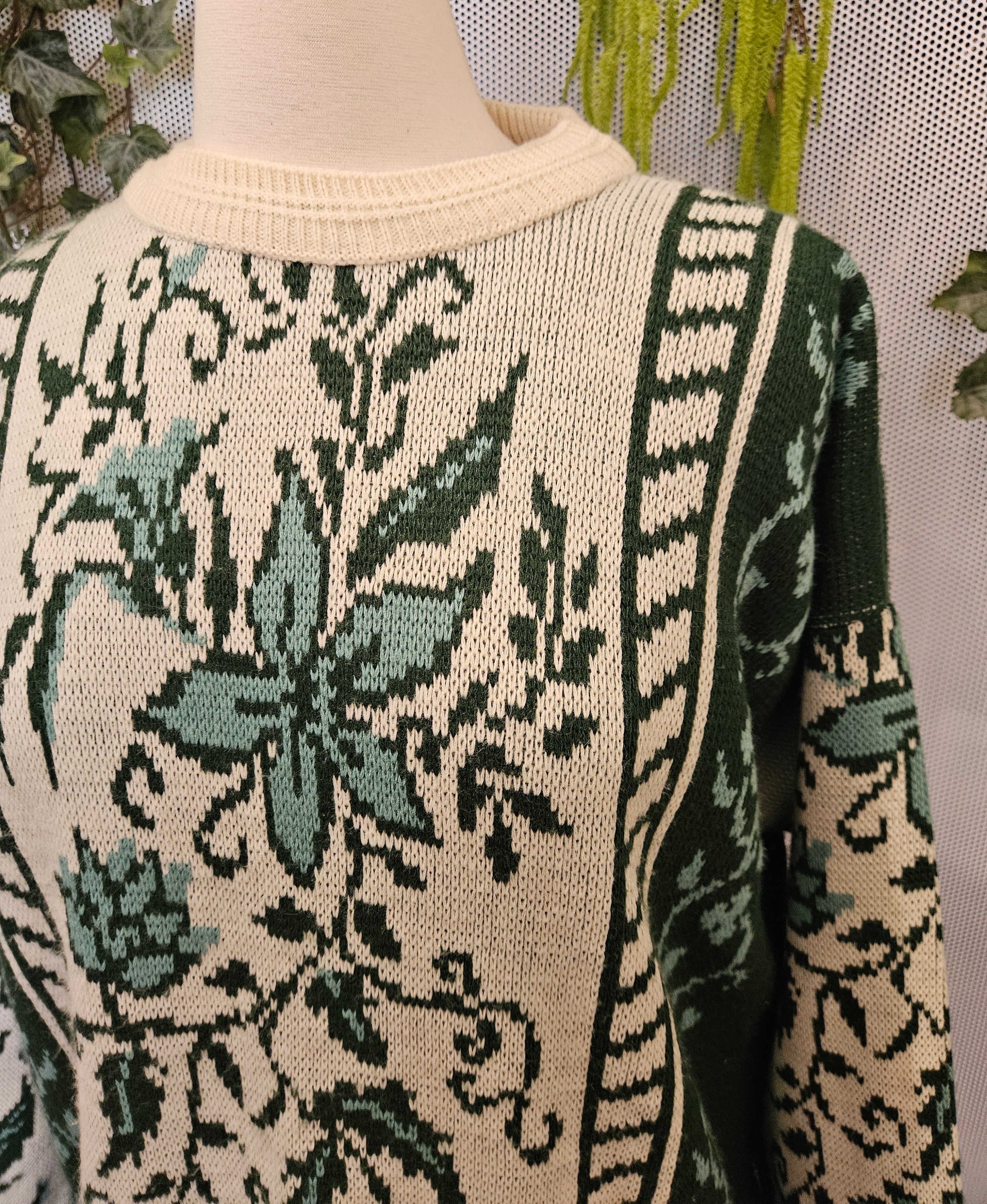 1990’s Floral Green Sweater